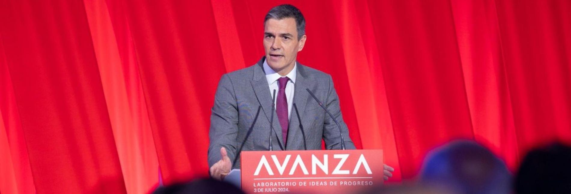Pedro Sánchez durante la presentación de la Fundación Avanza